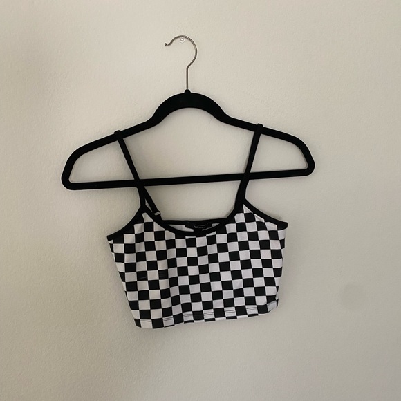 Checkered cropped tank top - Picture 1 of 3